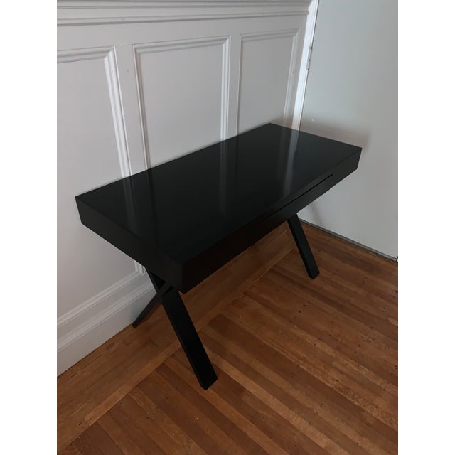 Black Glossy Finish Desk With X Shape Legs Chairish