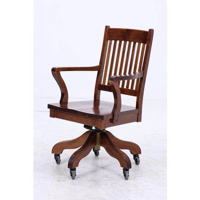 Antique Wooden Swivel Office Chair For Sale - Image 14 of 15