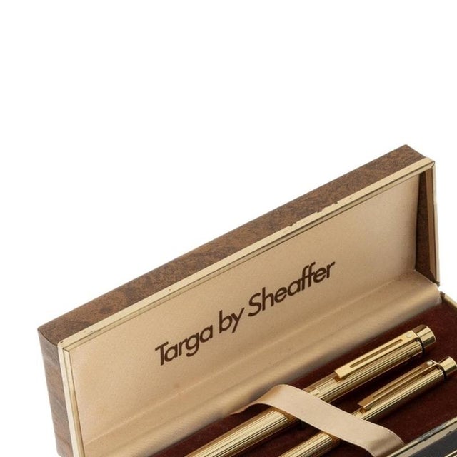 Set of Sheaffer pens. American; 1980s; Targa model in a case with a gold-nib fountain pen with an S-tip and a ballpoint...