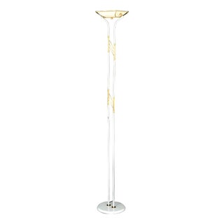 Relux White Patinated & Gilt Metal Floor Lamp For Sale