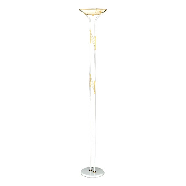 Relux White Patinated & Gilt Metal Floor Lamp For Sale