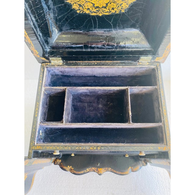 Antique English Papier Mache Cabinet With Writing Slope For Sale - Image 12 of 13