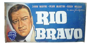 Hand-Painted Rio Bravo John Wayne & Dean Martin Movie Poster, 1950s