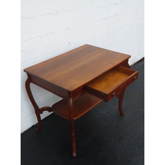 Early 20th Century Early 1900s Tiger Oak Writing Office Desk Console Table 6675 For Sale - Image 5 of 15