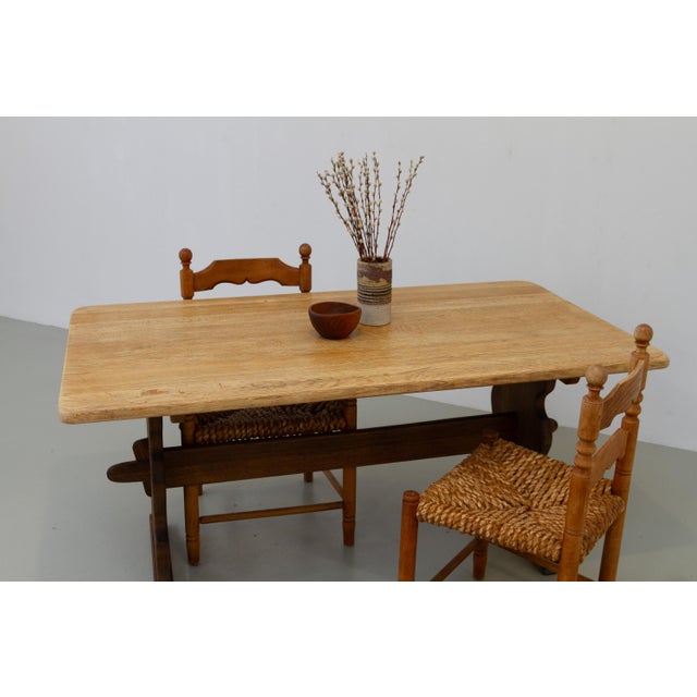 Vintage Danish Brutalist Oak Dining Table, 1960s For Sale - Image 16 of 18