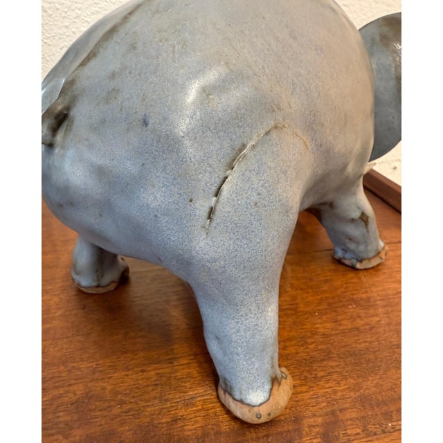 1980s Whimsical Hand Thrown Glazed Pottery Elephant For Sale - Image 18 of 18