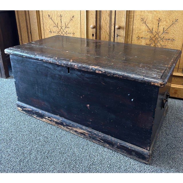 19th Century English Pine Ebonized Blanket Chest For Sale - Image 11 of 12