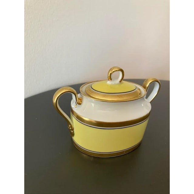 Modern Richard Ginori Italian Contessa Yellow and Gold Porcelain Sugar Bowl With Lid For Sale - Image 3 of 12