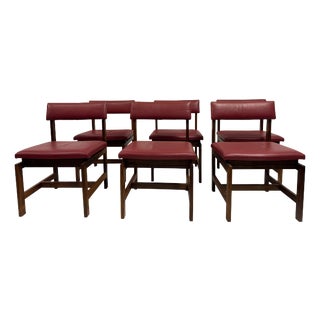 Vintage Danish Leather Dining Chairs, 1960s, Set of 6 For Sale