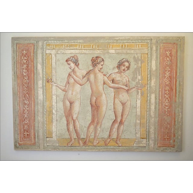 1980s Artestudio, Nude The Three Graces Fresco Wall Tile, 1980s, Paint on Textile For Sale - Image 5 of 5