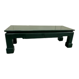 Ernest C Masi Lacquered Ming Leg Coffee Table With Drawers