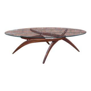 Mid 20th Century Attributed Forest Wilson Sculptural Walnut and Glass Coffee Table For Sale