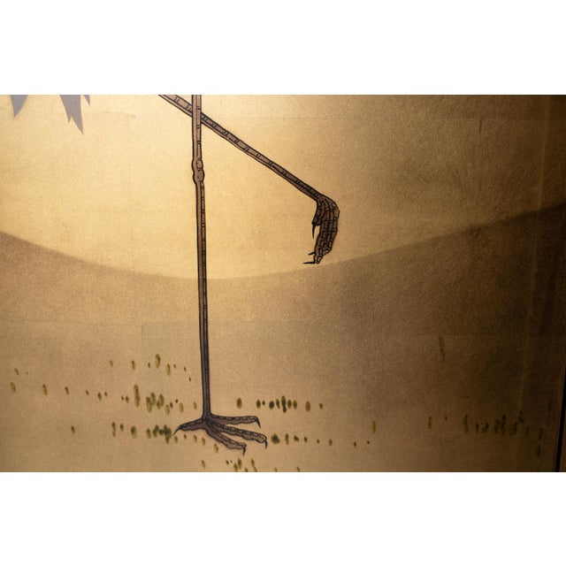 "Red-Crowned Cranes", Painted Chinese Screen For Sale - Image 12 of 18