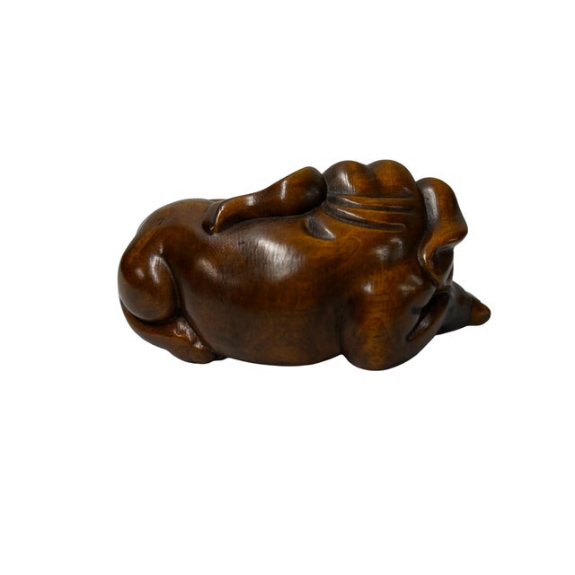 1990s 3" Artistic Brown Wood Carved Elephant Fengshui Miniature Figure For Sale - Image 5 of 7
