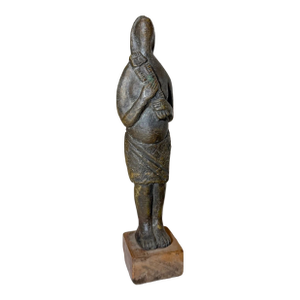 Antique Folk Art Native American Indian Lady Bronze Wood Statue Sculpture Figure