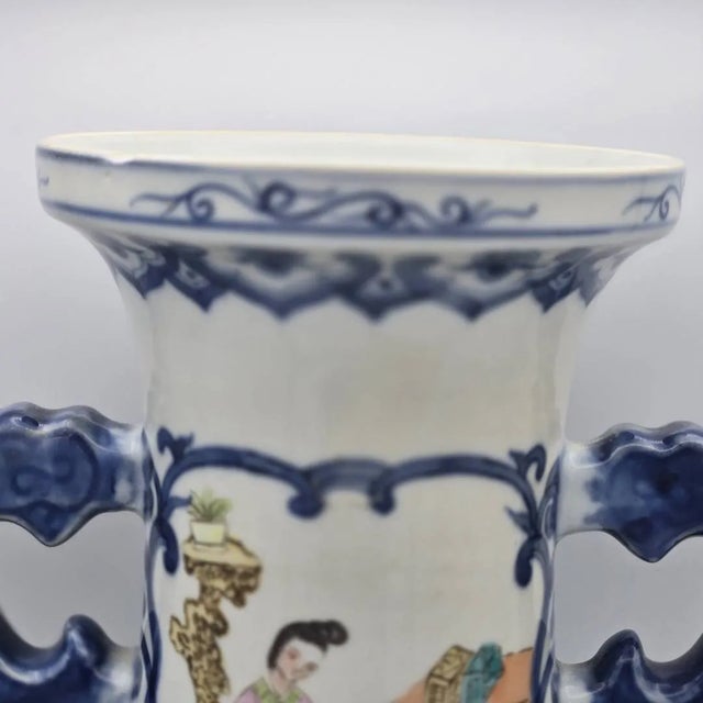 Chinese Porcelain Baluster Vase, Blue & White For Sale In Savannah - Image 6 of 8