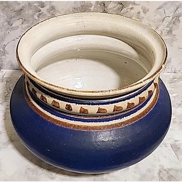 Vintage Stoneware Studio Art Pottery Vessel Signed Defazio For Sale - Image 4 of 10