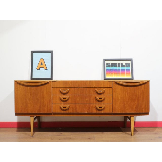 Mid-Century Modern Mid Century Modern Vintage British Teak Sideboard Credenza For Sale - Image 3 of 15