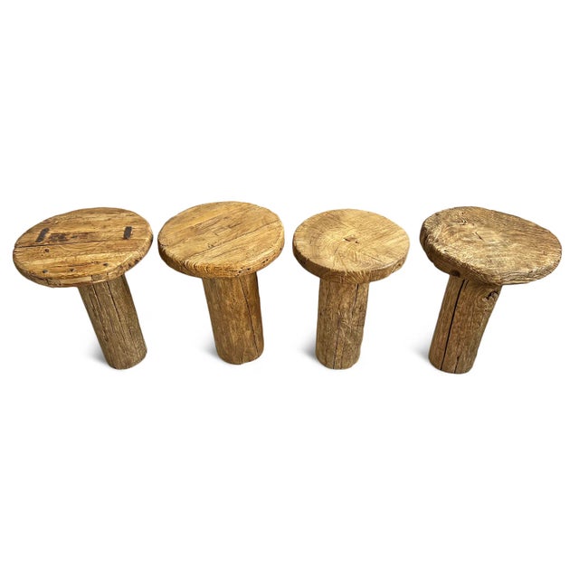 Wood Rustic Log Vintage Round Side Table For Sale - Image 7 of 7