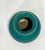 Hand Thrown Signed Teal Blue Glossy Ceramic Vase Pottery From Basel Switzerland For Sale - Image 4 of 7
