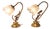 Florentine Table Lamps with Gold-Colored Metal Frames and Frosted Relief Glass Shades, 1970s, Set of 2 For Sale