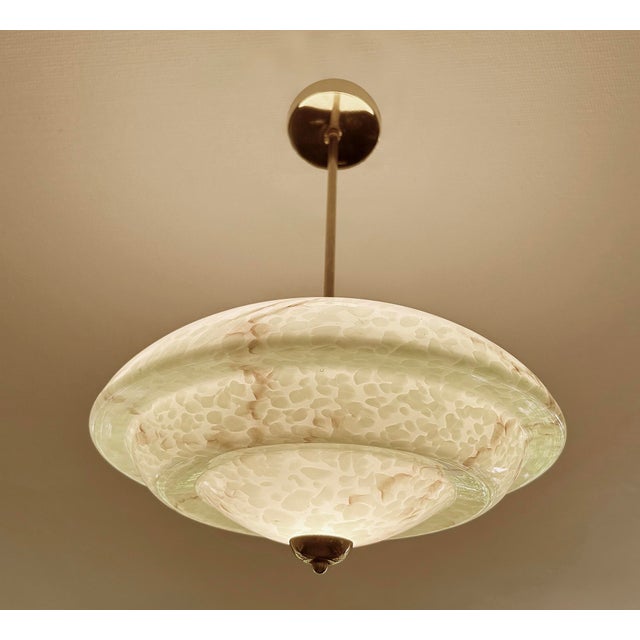 Art Deco Pendant Light in Amber Marble Glass, 1930s For Sale - Image 6 of 18