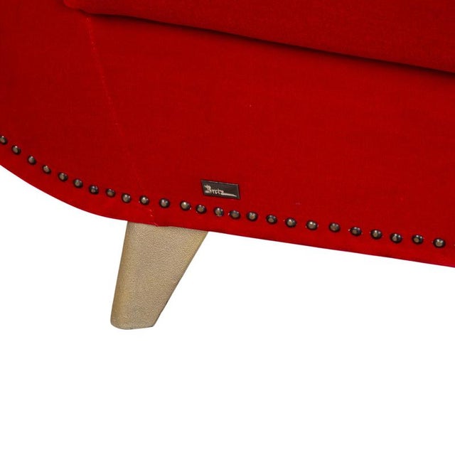 Red Velvet Fabric Three-Seater Sofa from Bretz Gaudi For Sale - Image 4 of 13