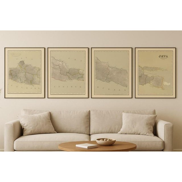 Paper Antique Java Maps with Batavia Plan Dutch East Indies, 1880s, Set of 4 For Sale - Image 7 of 10