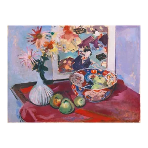 'Still Life With Daisies and an Imari Bowl' by Victor Isbrand, Paris, Imari Bowl, Japonisme, Mid-Century Post-Impressionist Oil