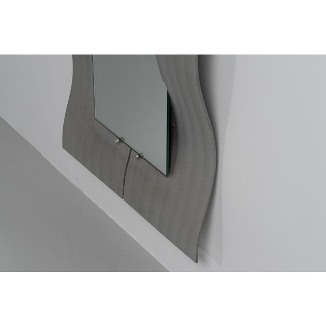 Metal Waved Wall Mirror from Lorenzo Burchiellaro, Italy, 1975 For Sale - Image 7 of 14