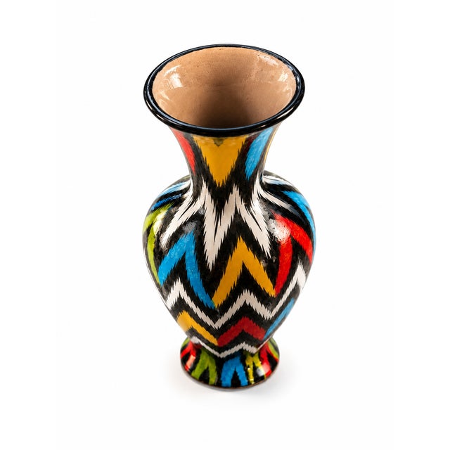 Pattern Woven Into Clay — Unique Hand-Painted Uzbek Ceramic Vase, 1 of 1 Presented by Silk Road Ceramic House, this tall...