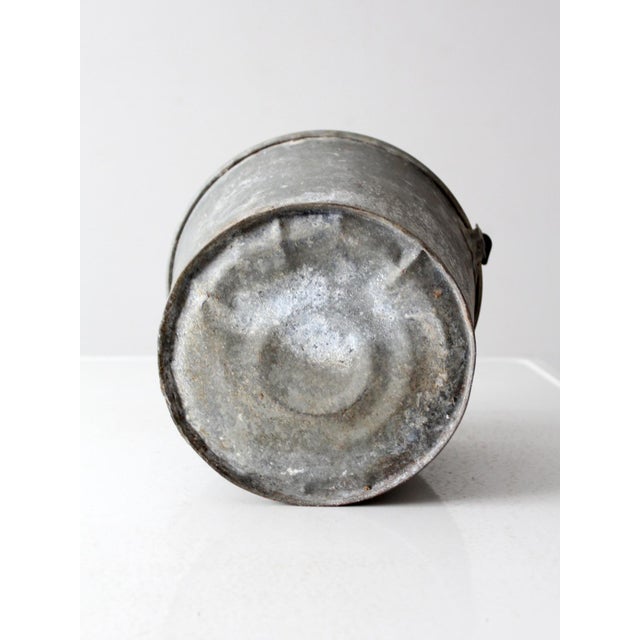 Gray Vintage Galvanized Tin Bucket For Sale - Image 8 of 11