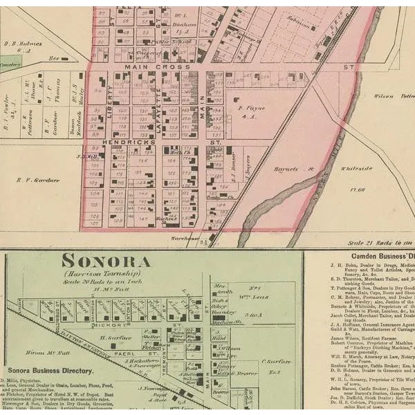 Antique Map of Camden and Sonora, 1871 For Sale - Image 4 of 5