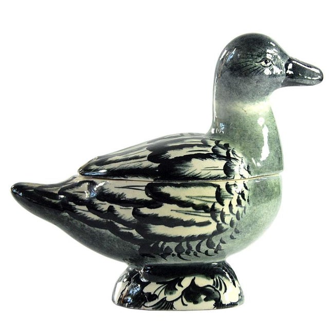 Italian Handpainted Ceramic Duck Lidded Container, 1960s-1970s For Sale - Image 12 of 12