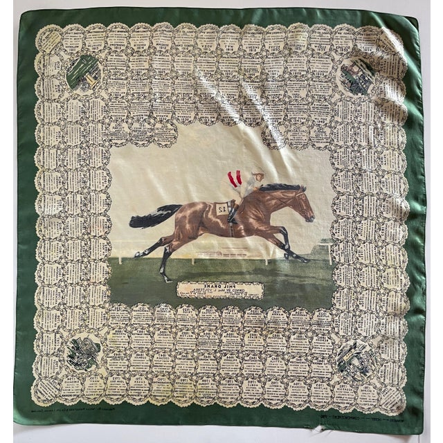 1950s 1955 Phil Drake Epsom Derby Winner Commemorative Silk Scarf - For Sale - Image 5 of 8