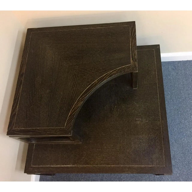 Vintage Mid Century Fumed Oak Two-Tier Corner Coffee Table For Sale - Image 4 of 9