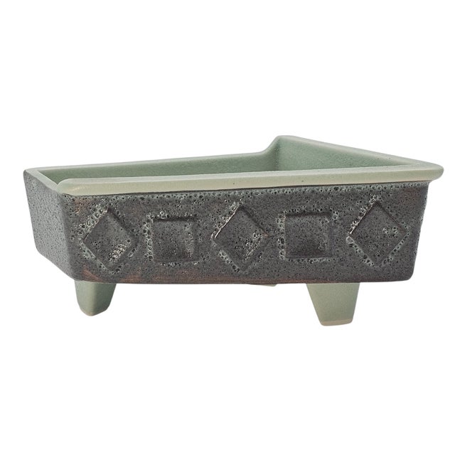 Ceramic Mid-Century Japanese Studio Pottery Brutalist Ikebana Planter in Celadon Stoneware For Sale - Image 7 of 16