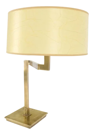 MId Century Modern Solid Bronze or Brass Adjustable Arm Table Lamp w/ Shade MINT