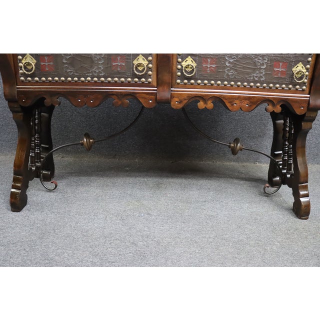 Hastings Italian Walnut Baroque Style Sideboard With Tooled Leather Drawers For Sale - Image 10 of 11