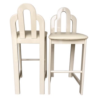 Pietro Costantini Ivory Lacquered Bar Stools- Pair For Sale