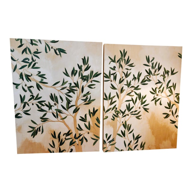 Kate Tortland Wall Art Olive Branches - Set of 2 For Sale