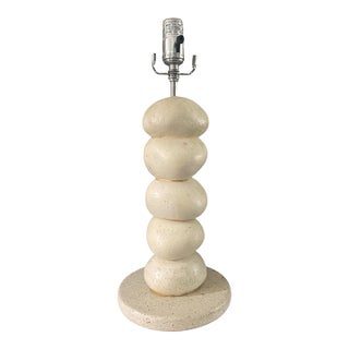 Organic Modern Travertine Stone Table Lamp For Sale