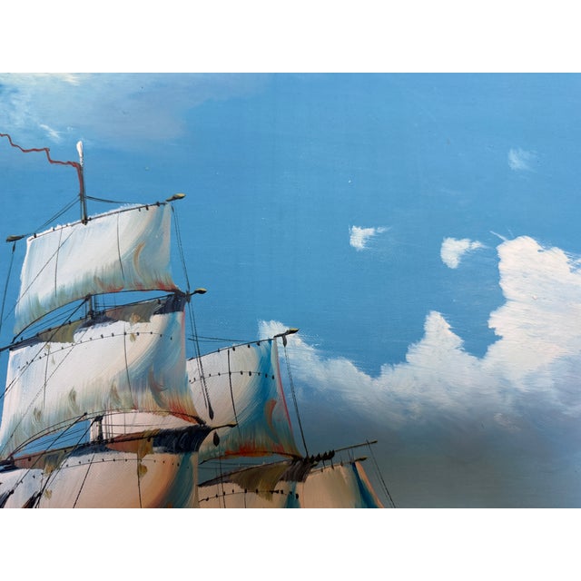 K. Dossi Oil Painting Sailing Ship Seascape Signed Maritime Art Ocean Nautical For Sale - Image 10 of 13