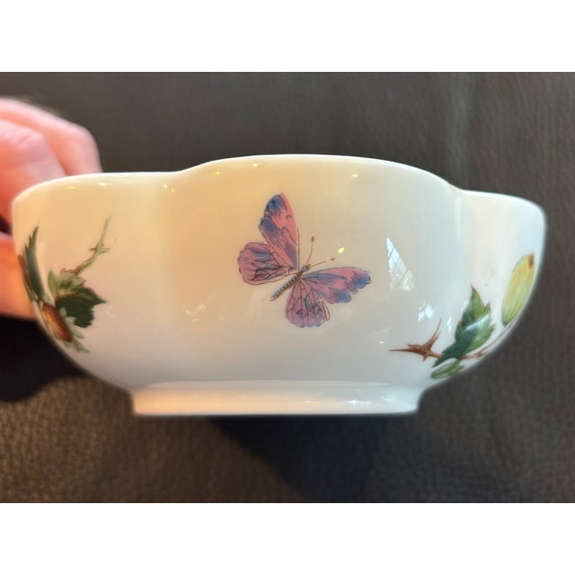 Limoge Small Melon Bowl, “Mon Jardin” by Ceralene Raynaud Botanical Depicting Insects. For Sale In Chicago - Image 6 of 9