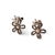 14K white gold floral earrings featuring black pave diamonds and brilliant round white diamonds, totaling 0.5 carats. Each...