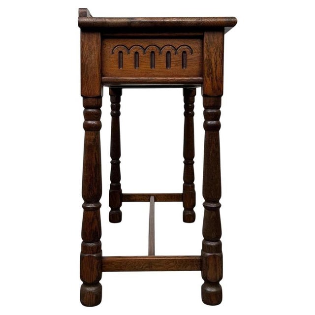 Antique Early 20th Century English Edwardian Oak Side Table For Sale - Image 6 of 12