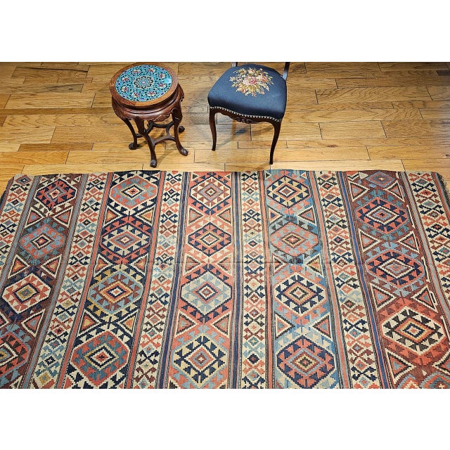 Antique Caucasian Kazak Kilim, Wool Flatweave, Geometric Design, 1890s, 5' x 10' For Sale - Image 4 of 14