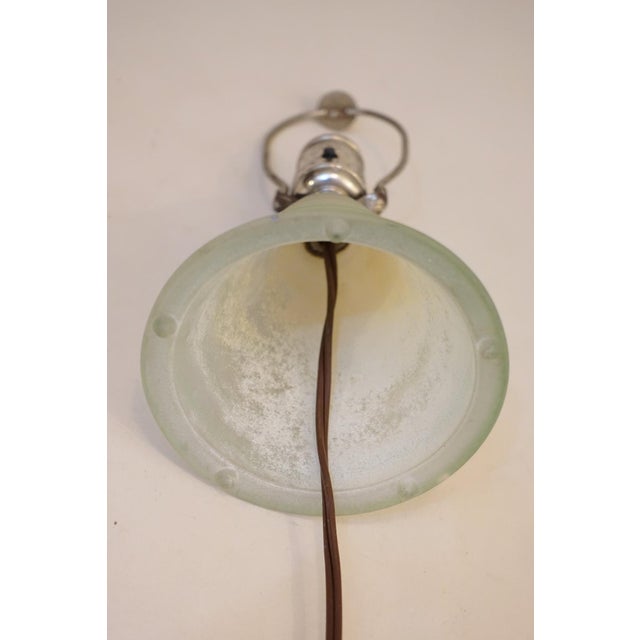 1939 Art Deco Streamline Stepped Frosted Green Art Glass Table Lamp For Sale - Image 12 of 12