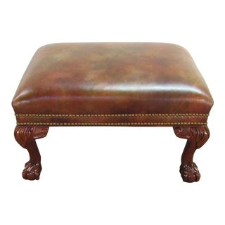 Hancock and Moore Leather Clawfoot Ottoman For Sale