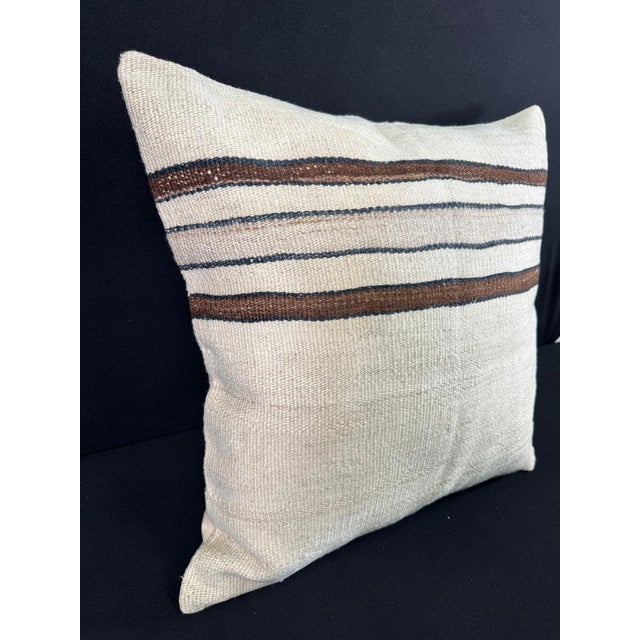 Contemporary Turkish Hemp Pillow Cushion Natural Beige Brown Pillow Cushion Cover 24x24 For Sale - Image 3 of 4